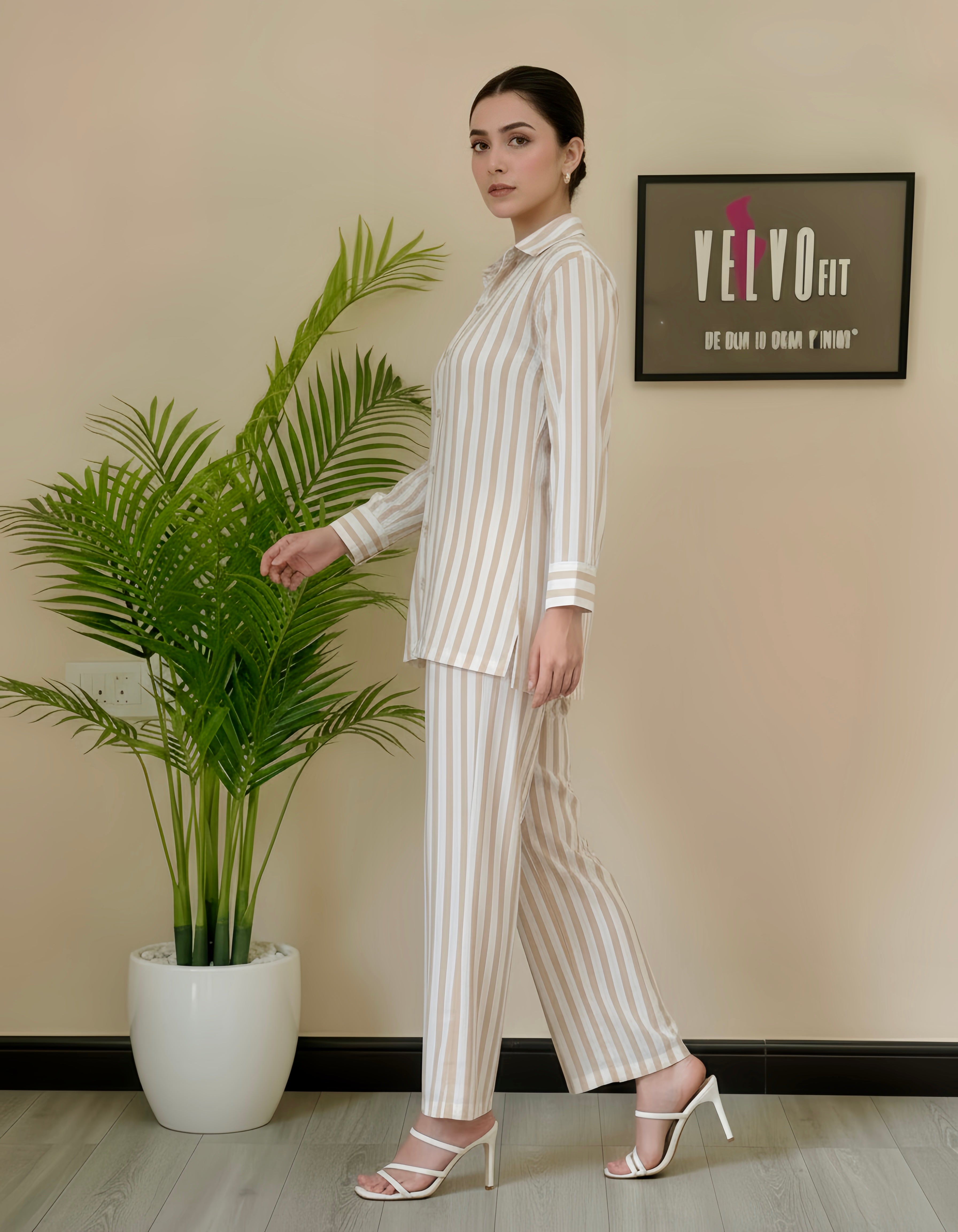 Stripped blend linen co ord-set