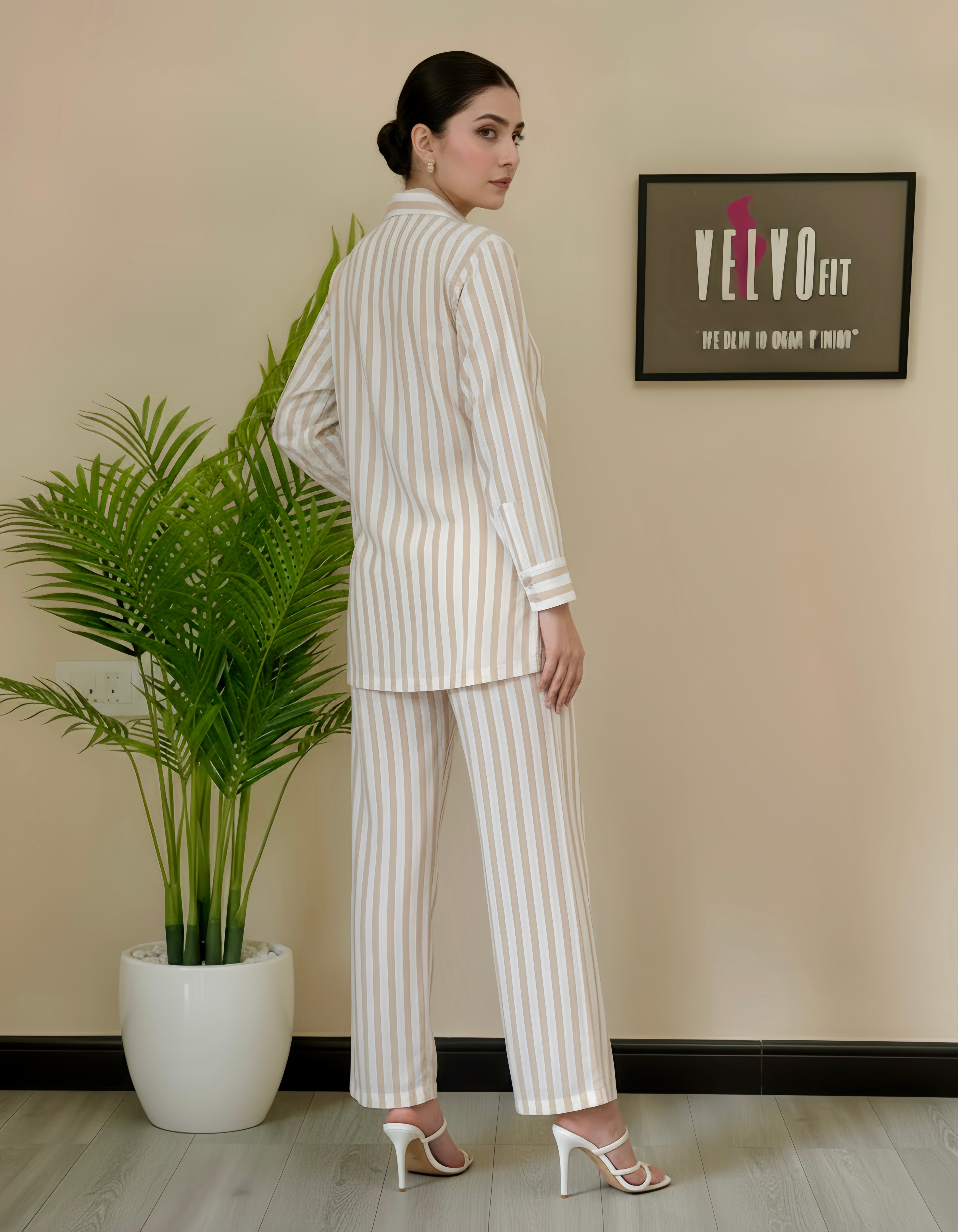 Stripped blend linen co ord-set