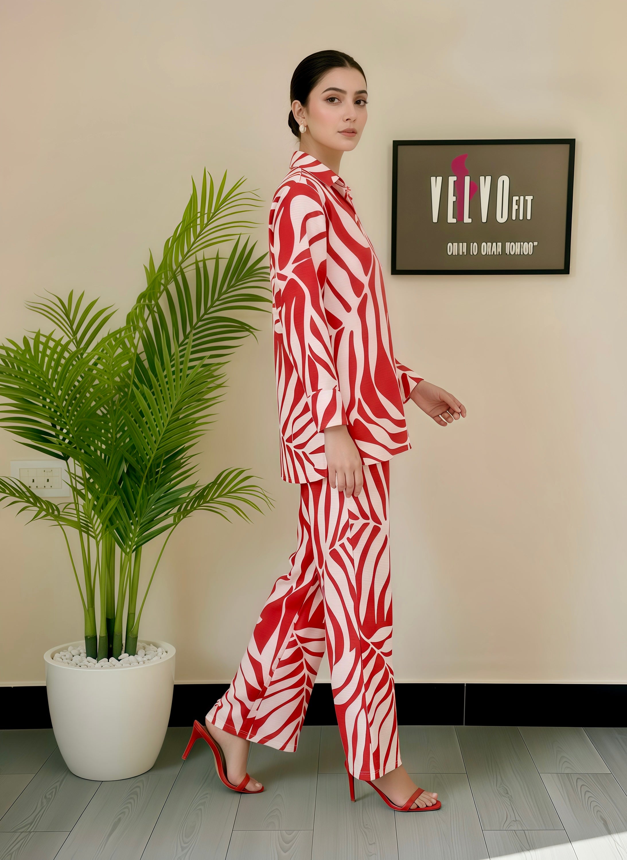 Crickle creep textured rust red colour co ord-set
