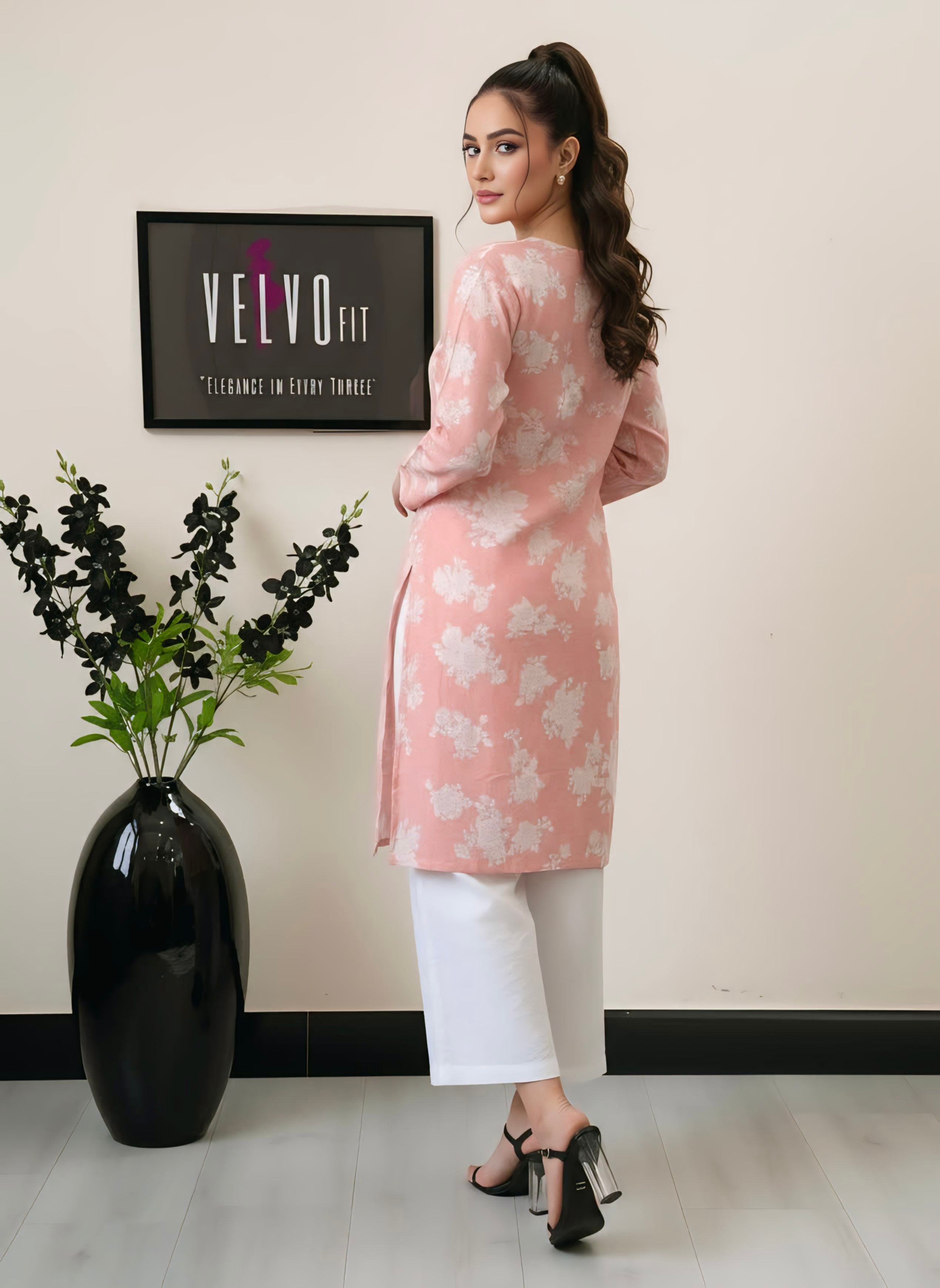 floral print blend linen fabric 2Pc