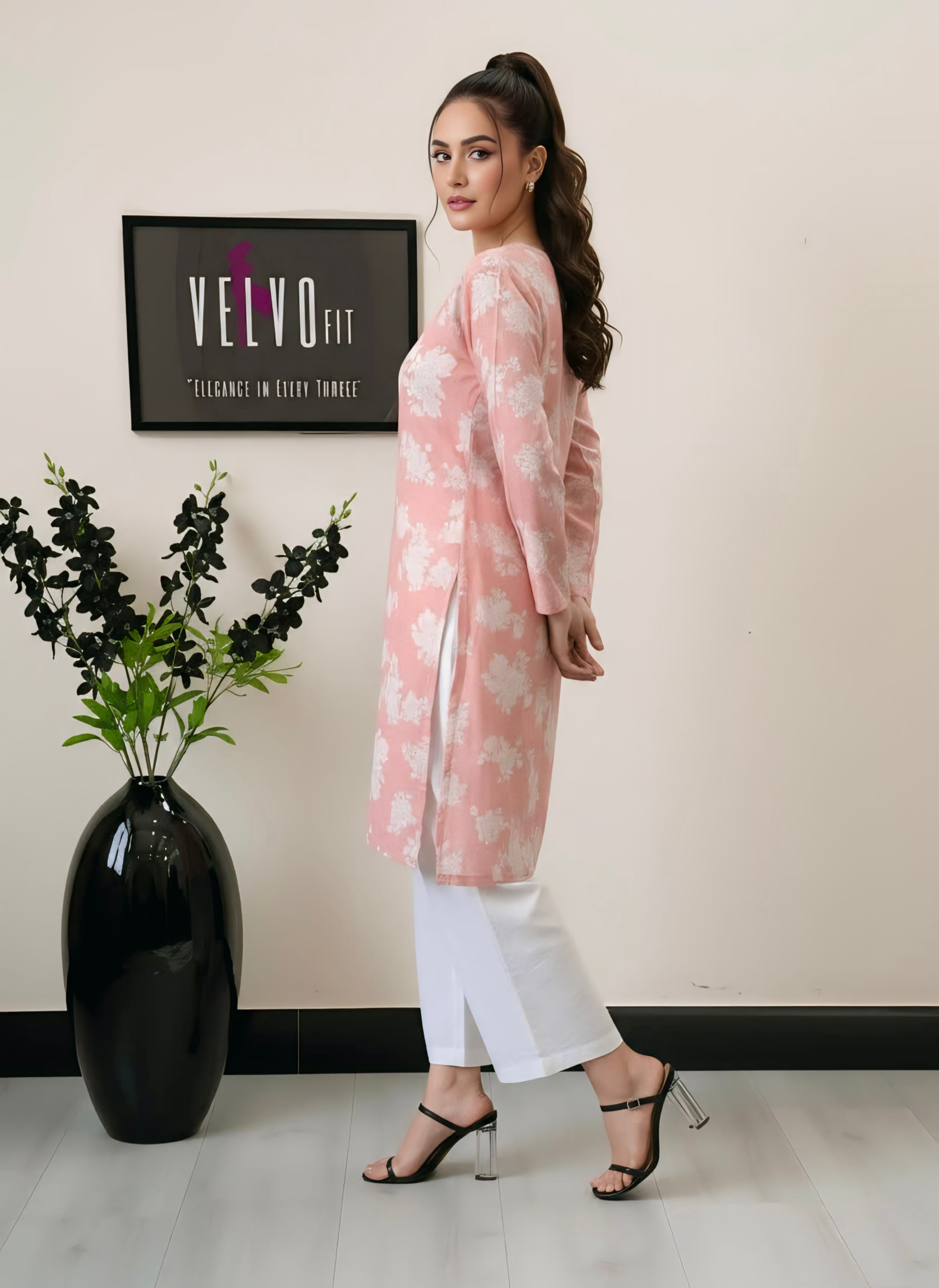 floral print blend linen fabric 2Pc