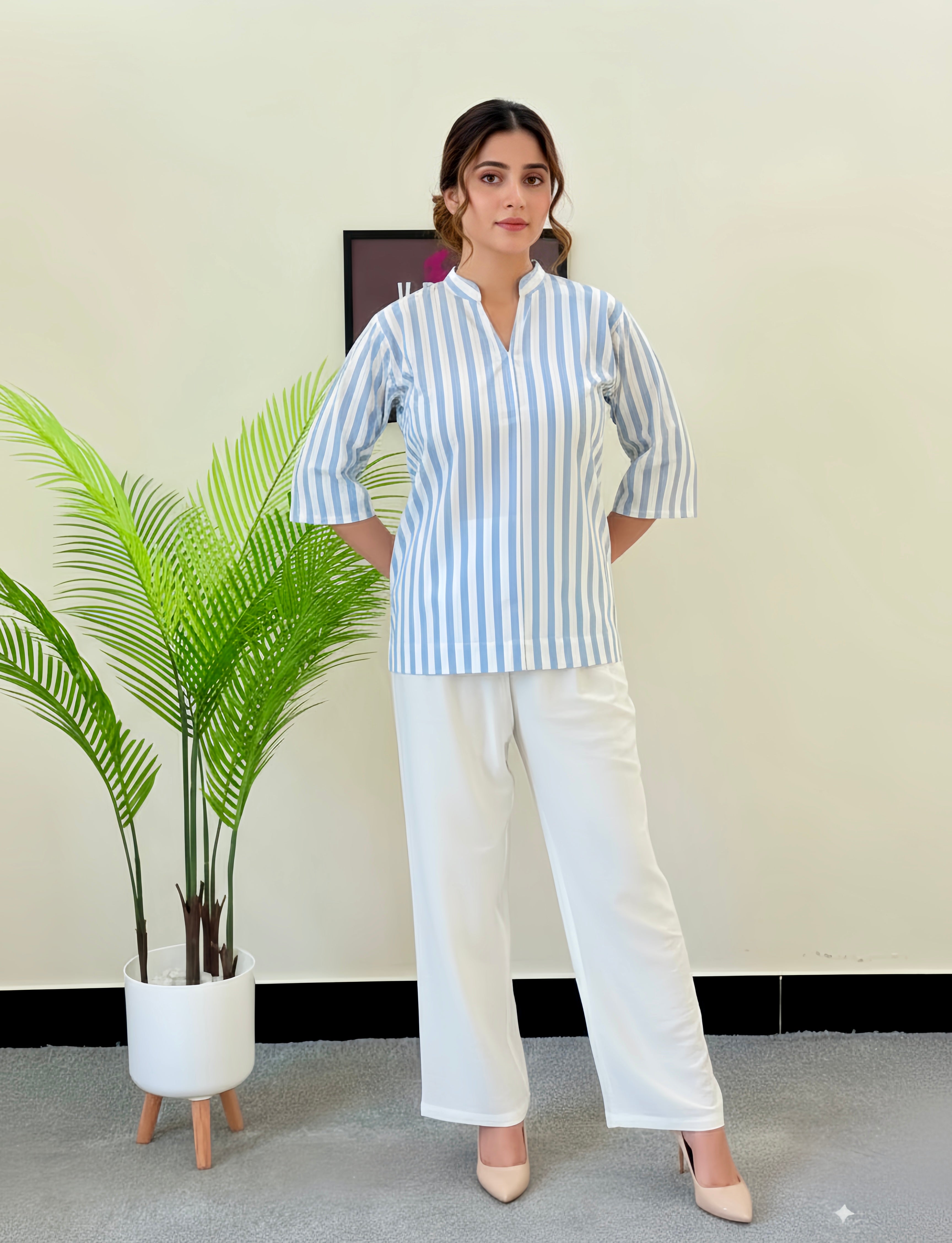 Strip blend  cotton Top