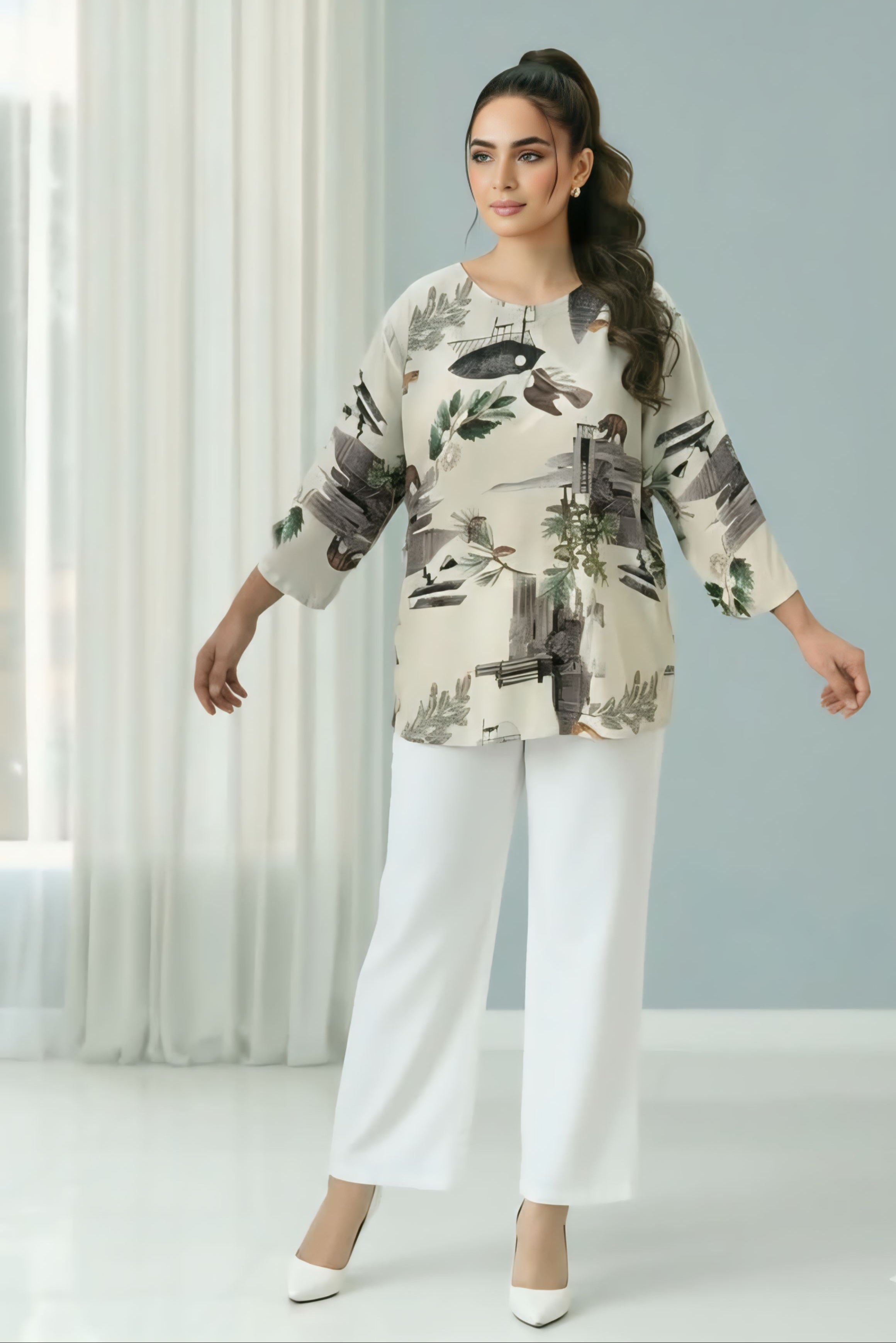 Soft Georgette stuff printed top