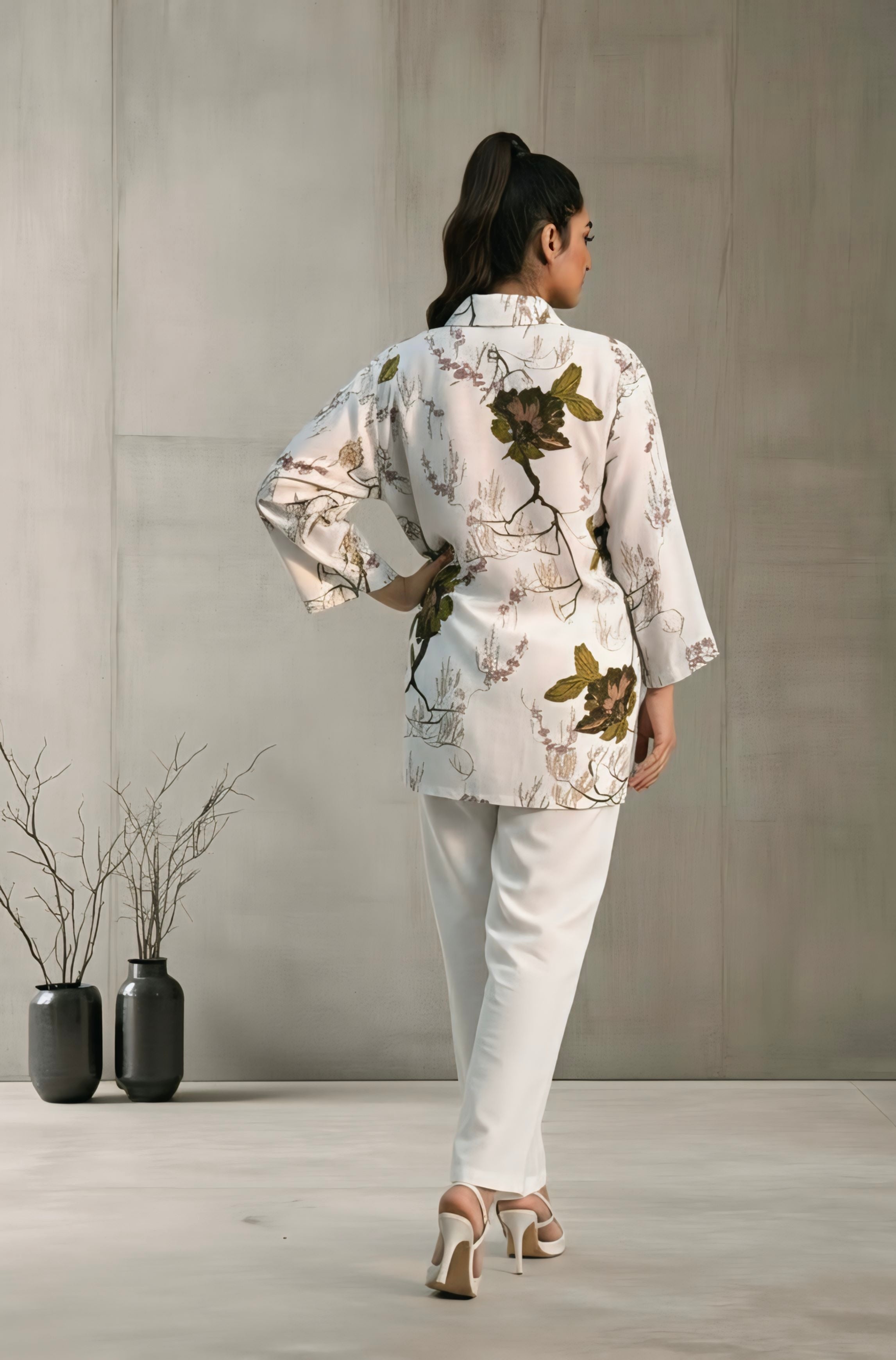 Floral print blend winter linen top