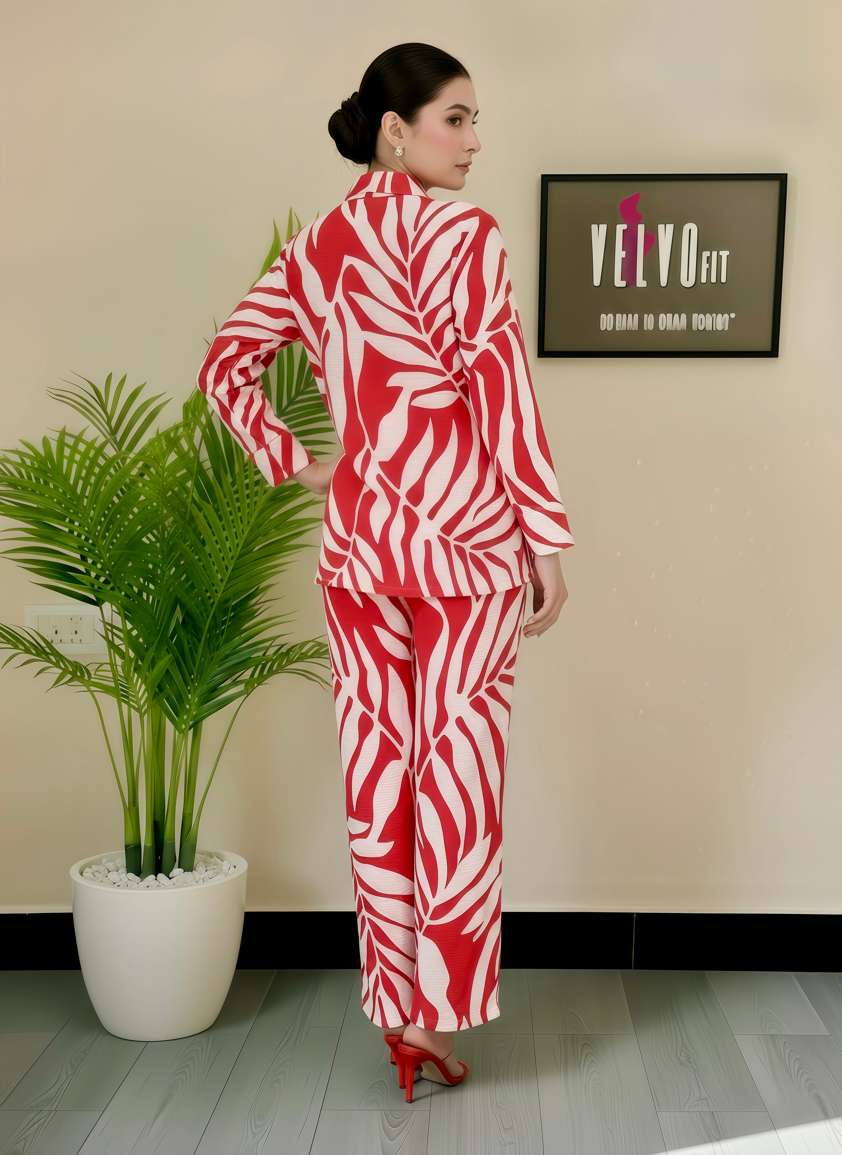 Crickle creep textured rust red colour co ord-set