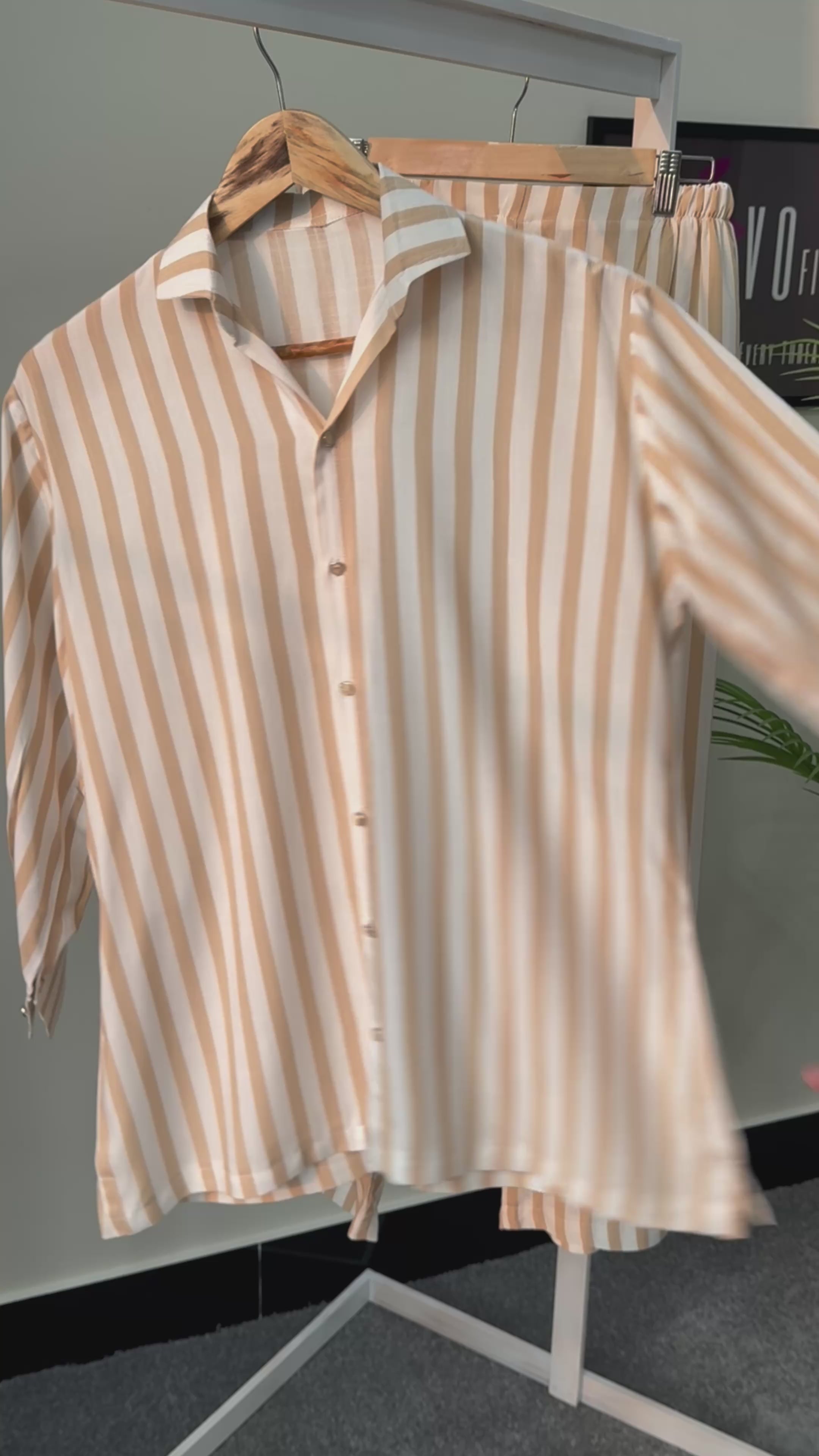 Stripped blend linen co ord-set