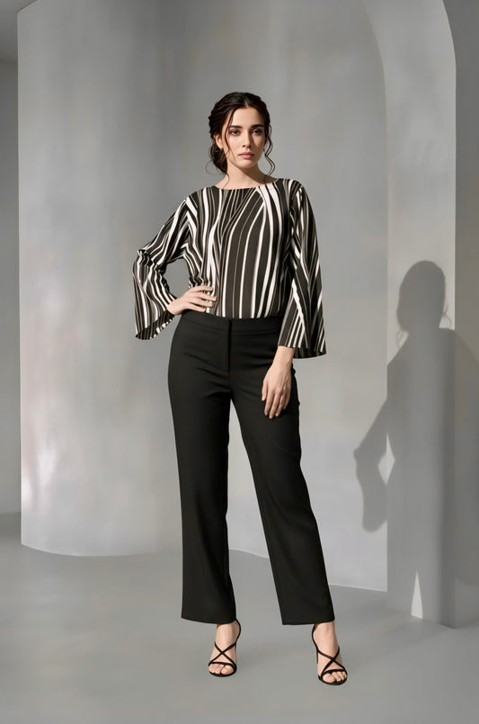 Black flowing linese Rayon print top