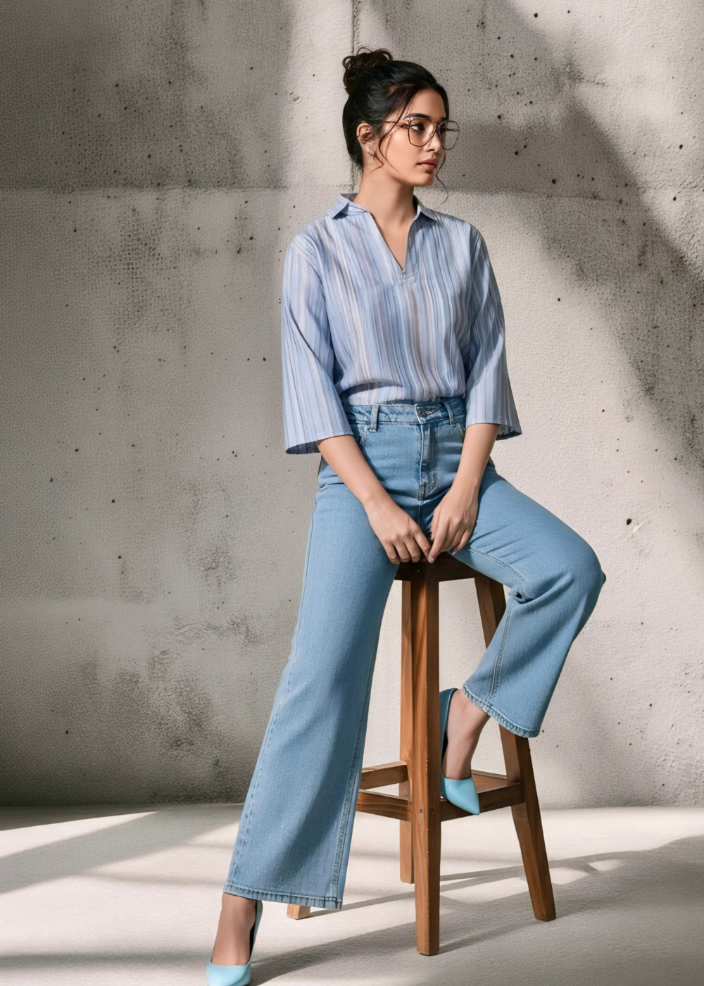 Stripped cotton check top