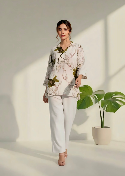 Floral print winter Rayon linen top