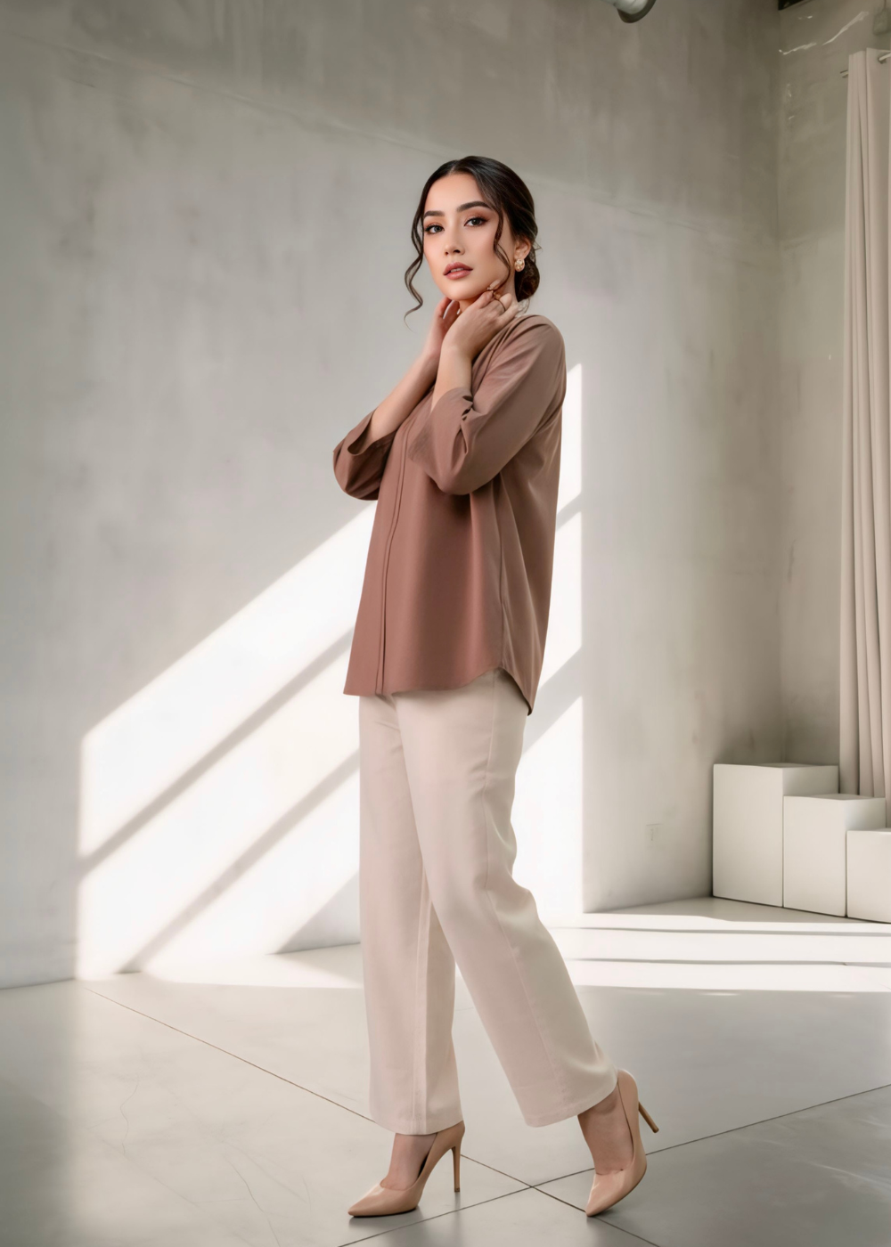 Chocolate brown winter cotton top