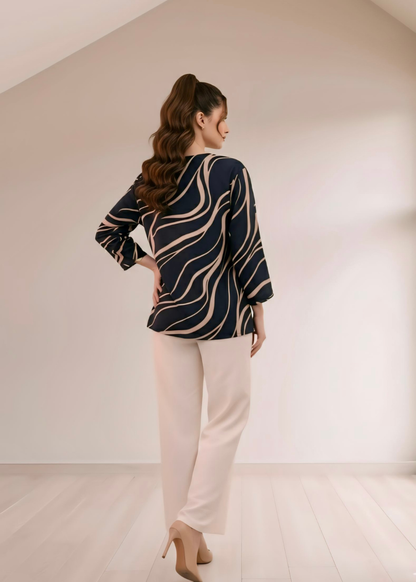 Abstract print Rayon winter fabric Top