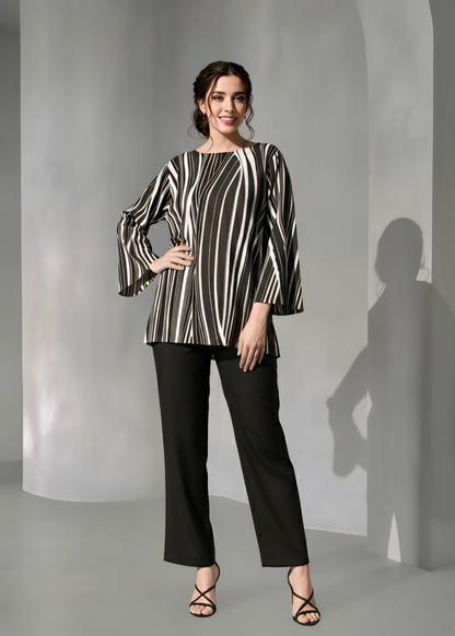 Black flowing linese Rayon print top