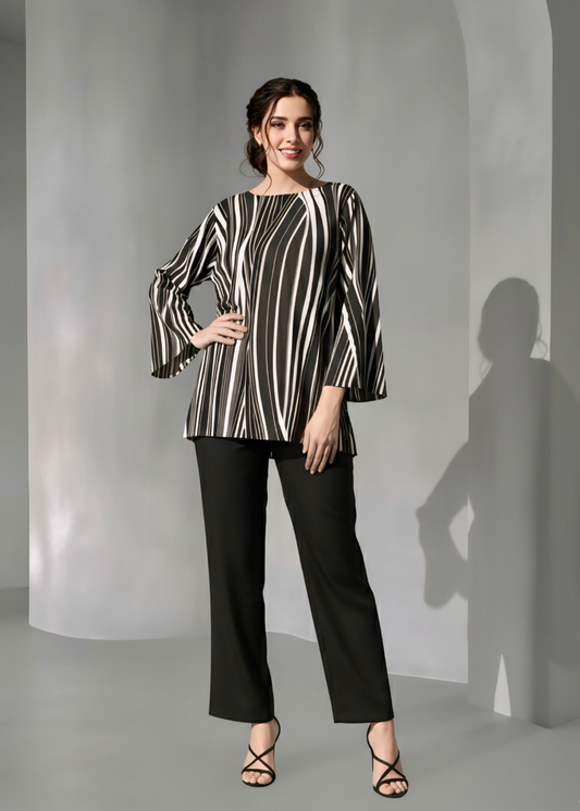 Black flowing linese Rayon print top