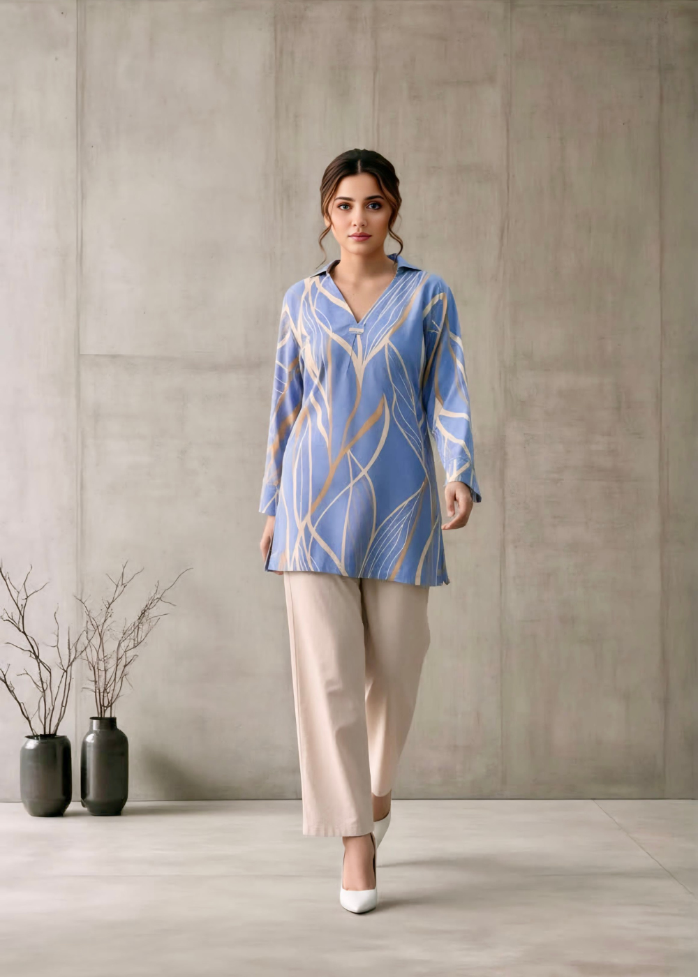 Blue Rayon stuff winter top