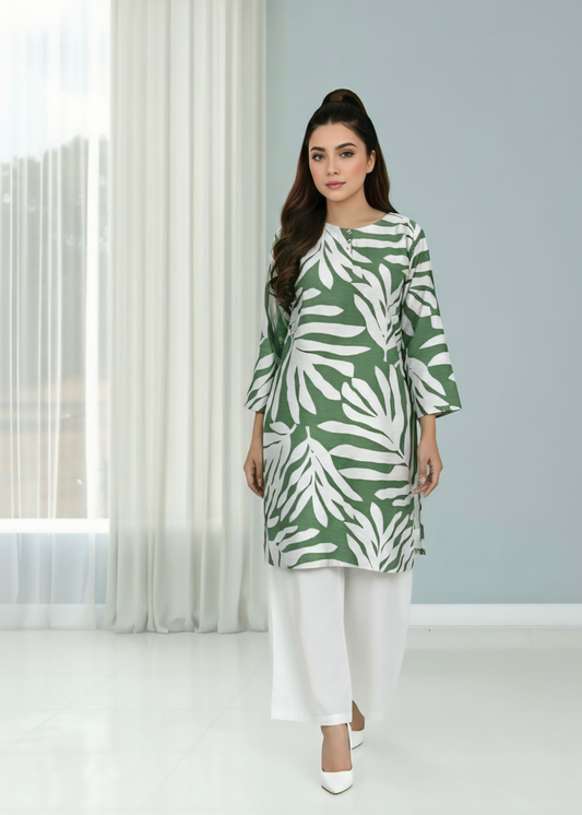 Tropical leaf cotton blend cotton linen fabric