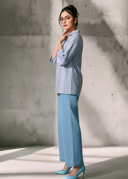 Stripped cotton check top