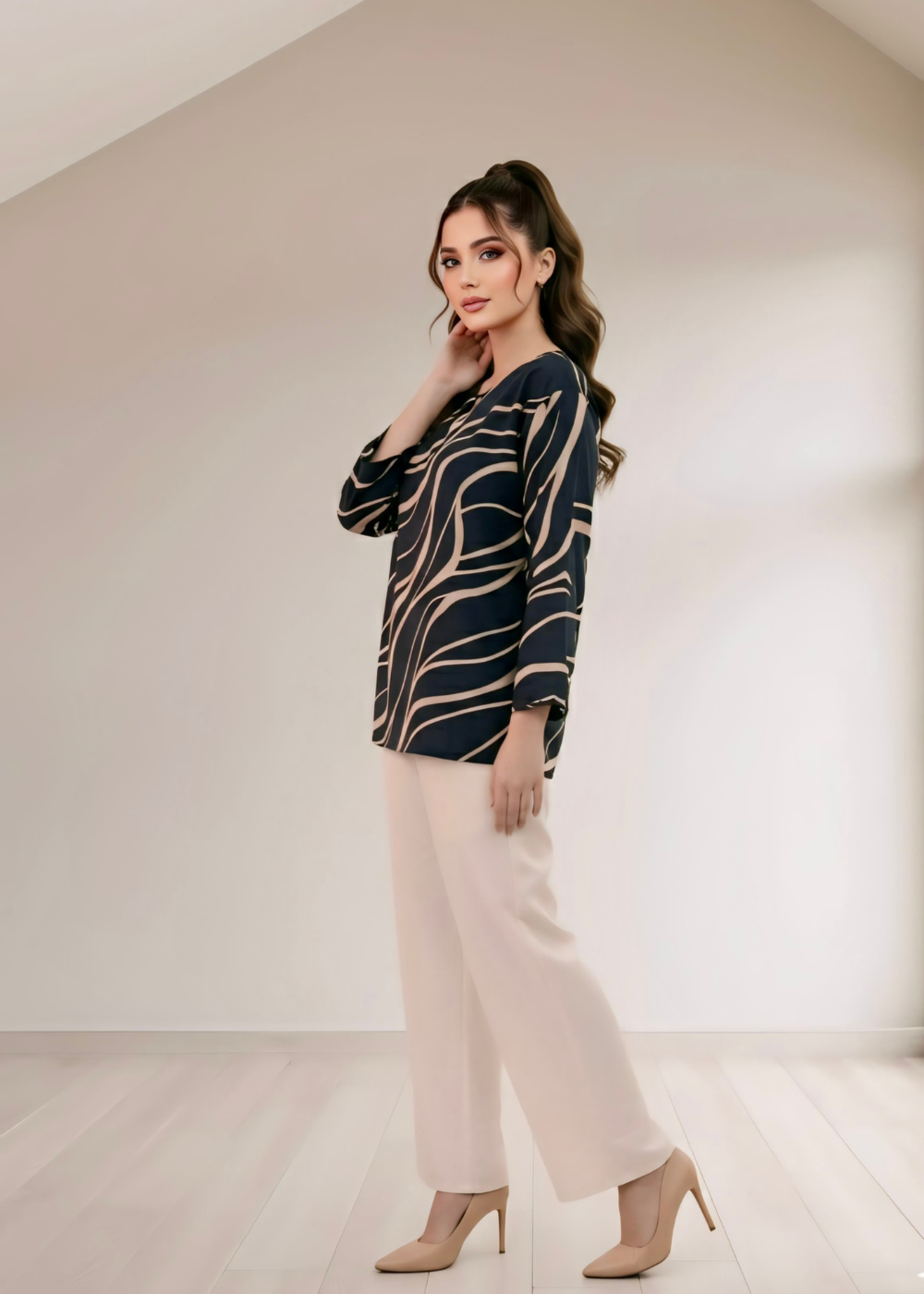 Abstract print Rayon winter fabric Top