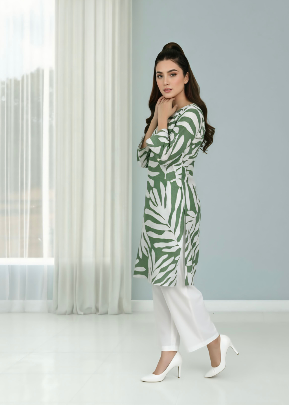 Tropical leaf cotton blend cotton linen fabric