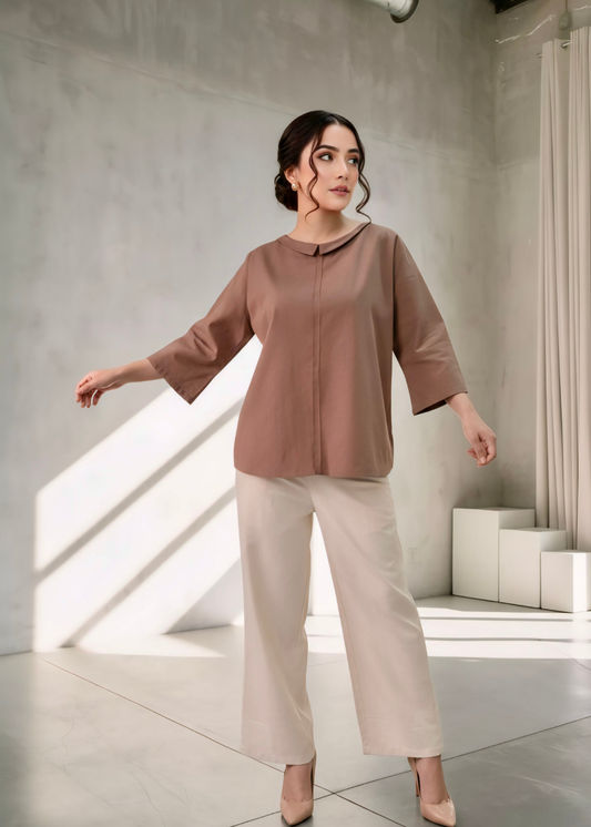 Chocolate brown winter cotton top