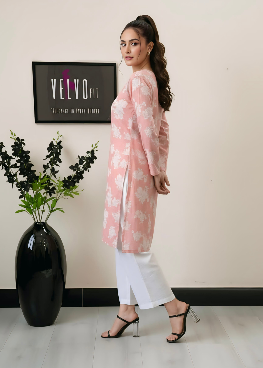 floral print Rayon linen winter fabric 2Pc