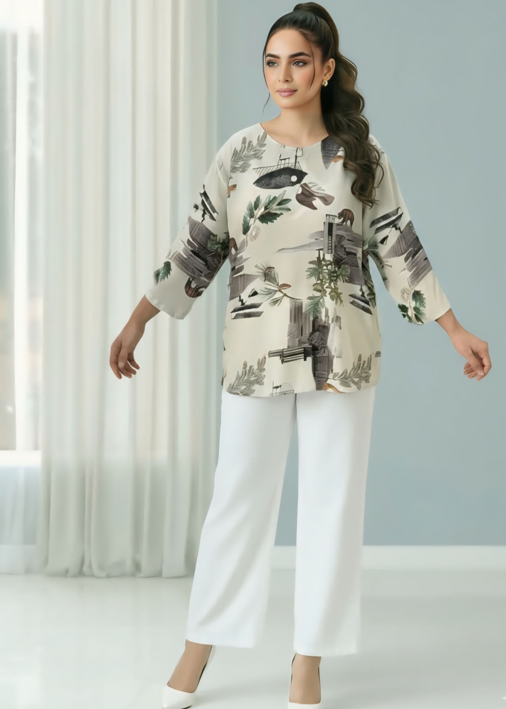 Soft Georgette stuff printed top