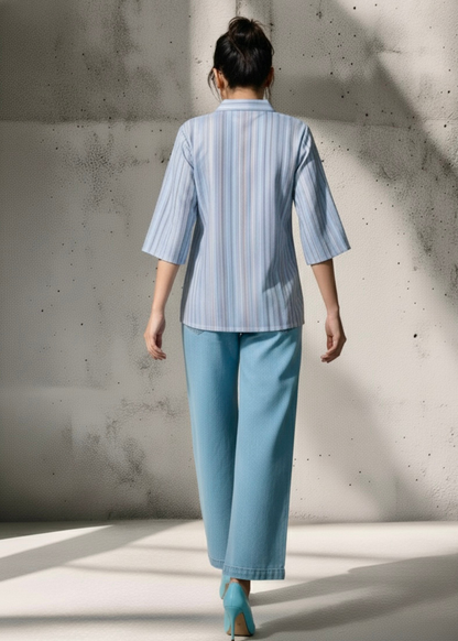 Stripped cotton check top