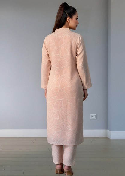 Soft peach blend textured Rayon winter 2Pc