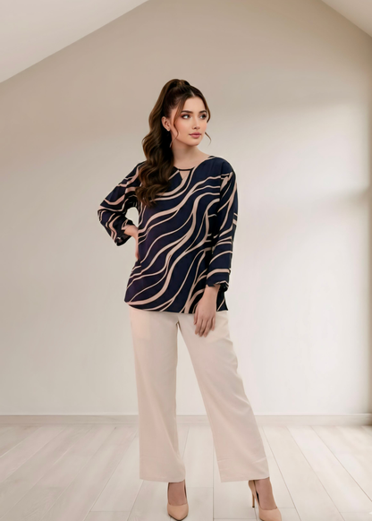 Abstract print Rayon winter fabric Top