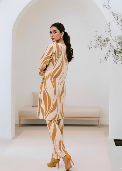 wavy pattern winter Rayon fabric dress