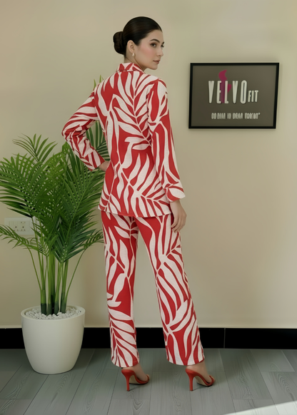 Crickle creep textured rust red colour winter co ord-set