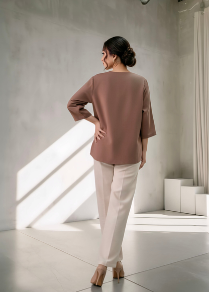 Chocolate brown winter cotton top