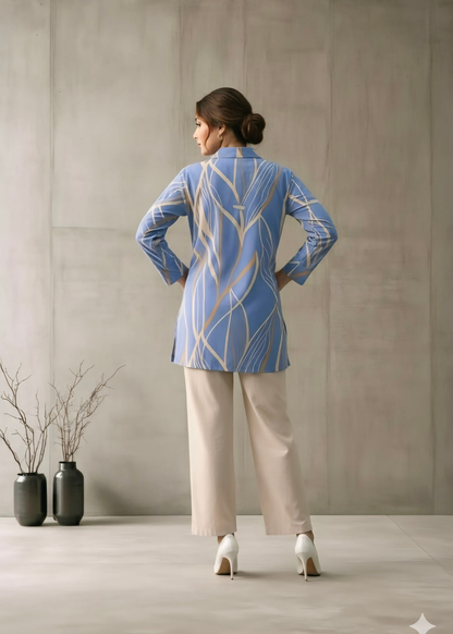 Blue Rayon stuff winter top