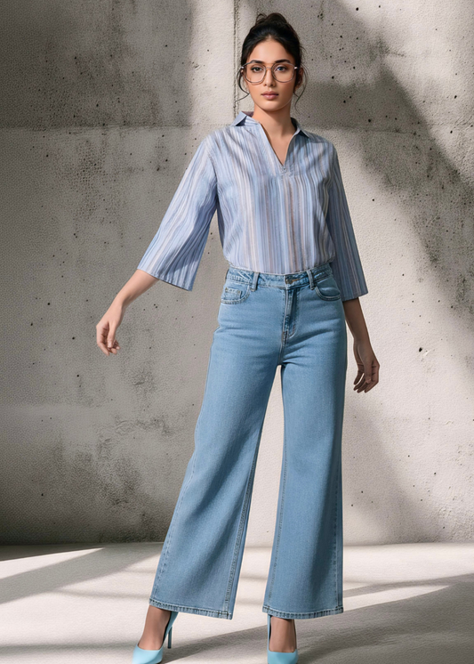 Stripped cotton check top