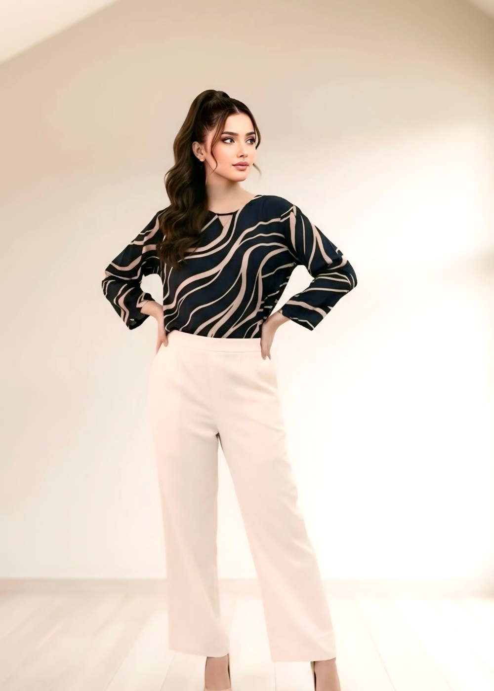 Abstract print Rayon winter fabric Top