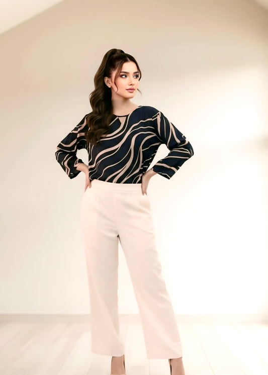 Abstract print Rayon winter fabric Top