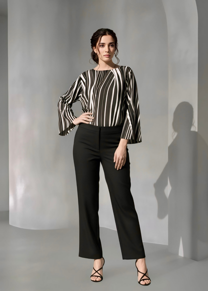 Black flowing linese Rayon print top