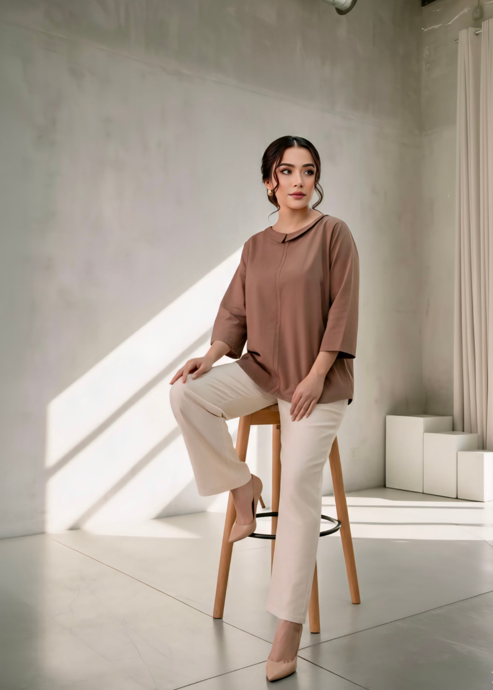 Chocolate brown winter cotton top