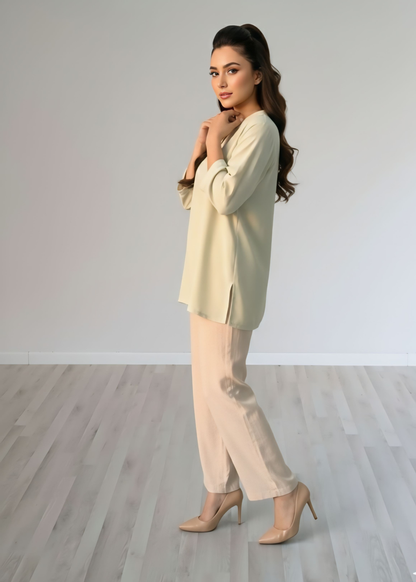 Cotton-silk blend winter top