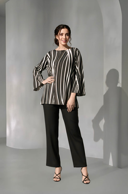 Black flowing linese Rayon print top