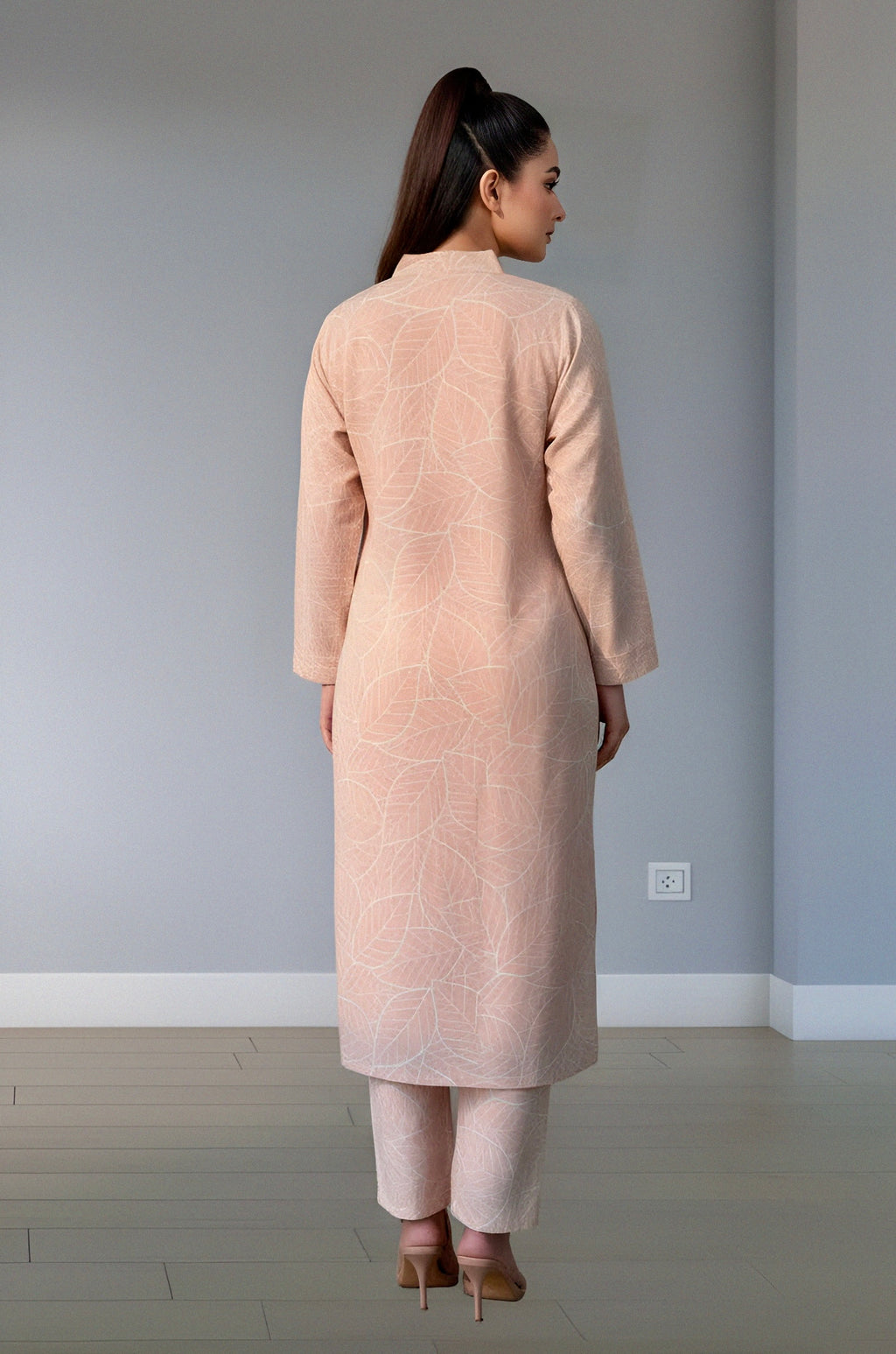 Soft peach blend textured linen 2Pc