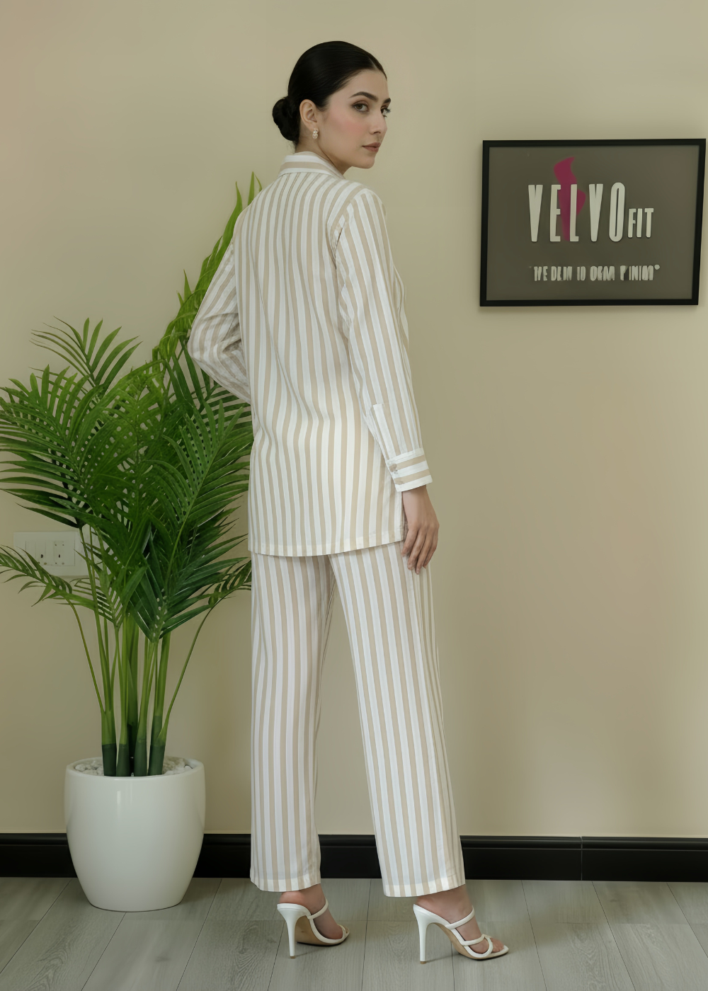 Stripped blend linen winter co ord-set