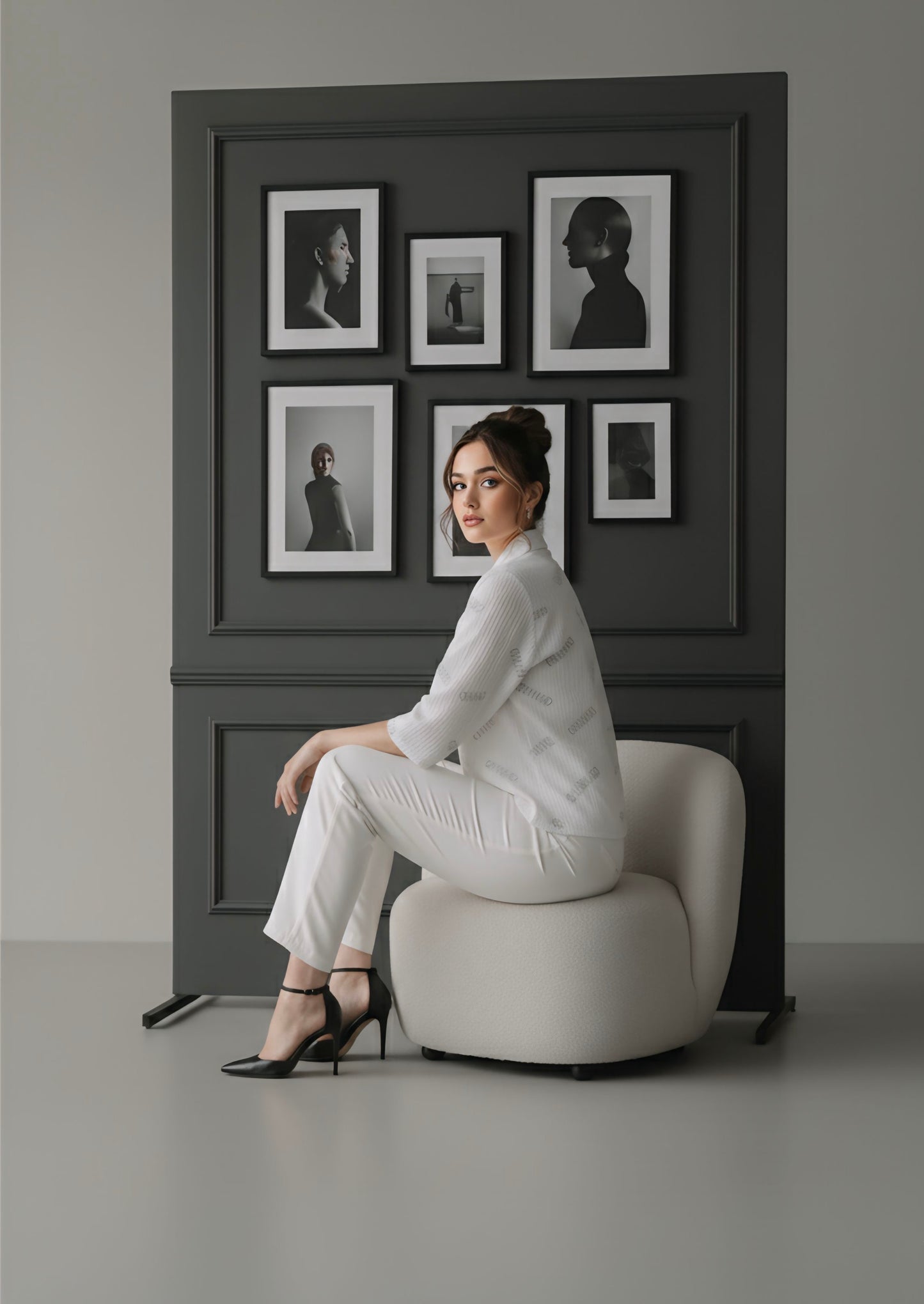 Text print cotton check top