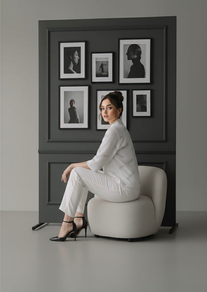 Text print cotton check top