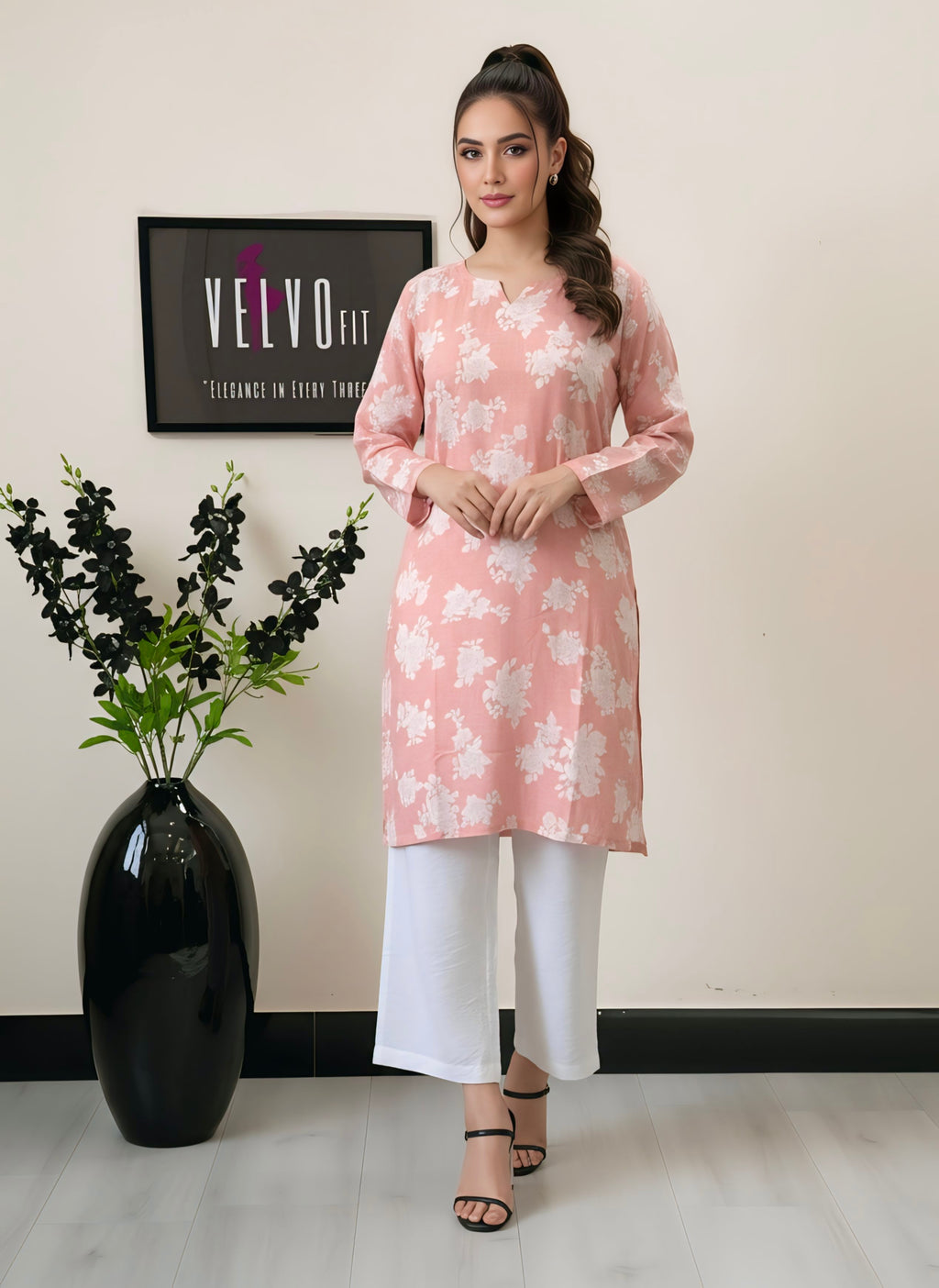 floral print blend linen fabric 2Pc