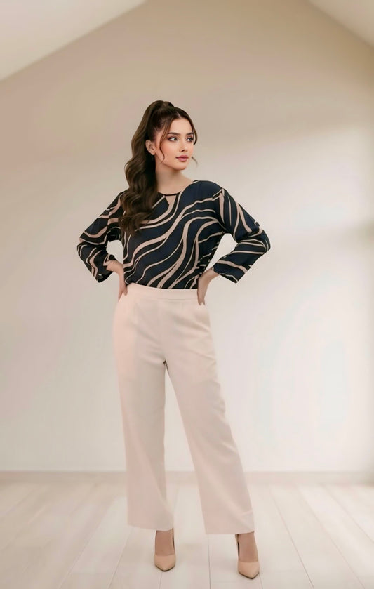 Abstract print Rayon winter fabric Top