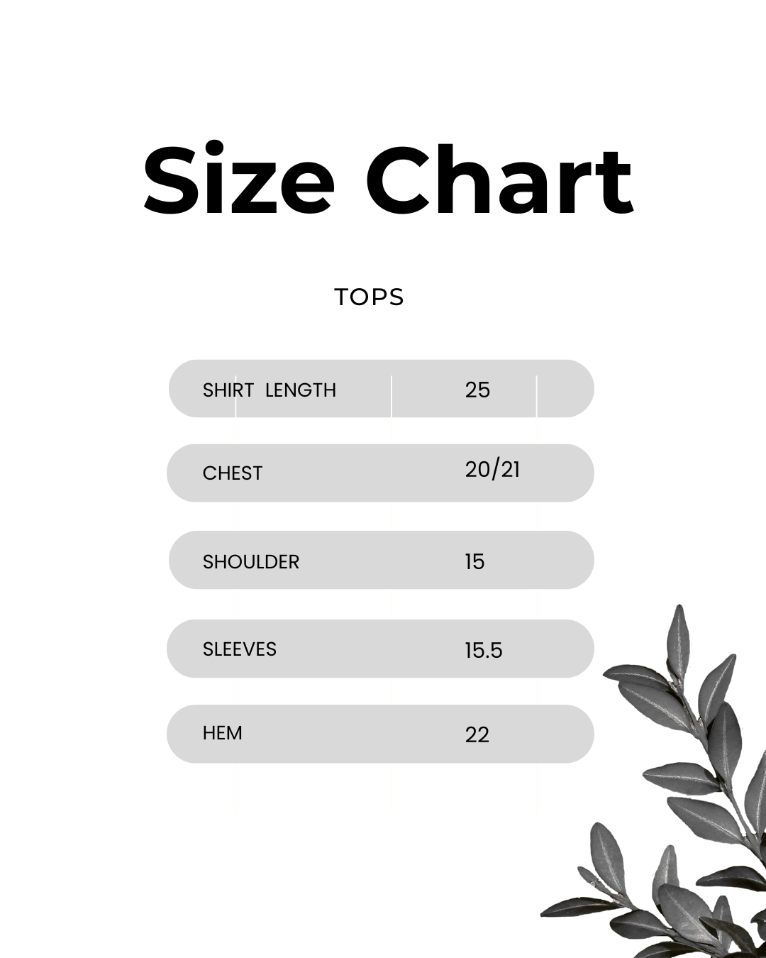 Size chart