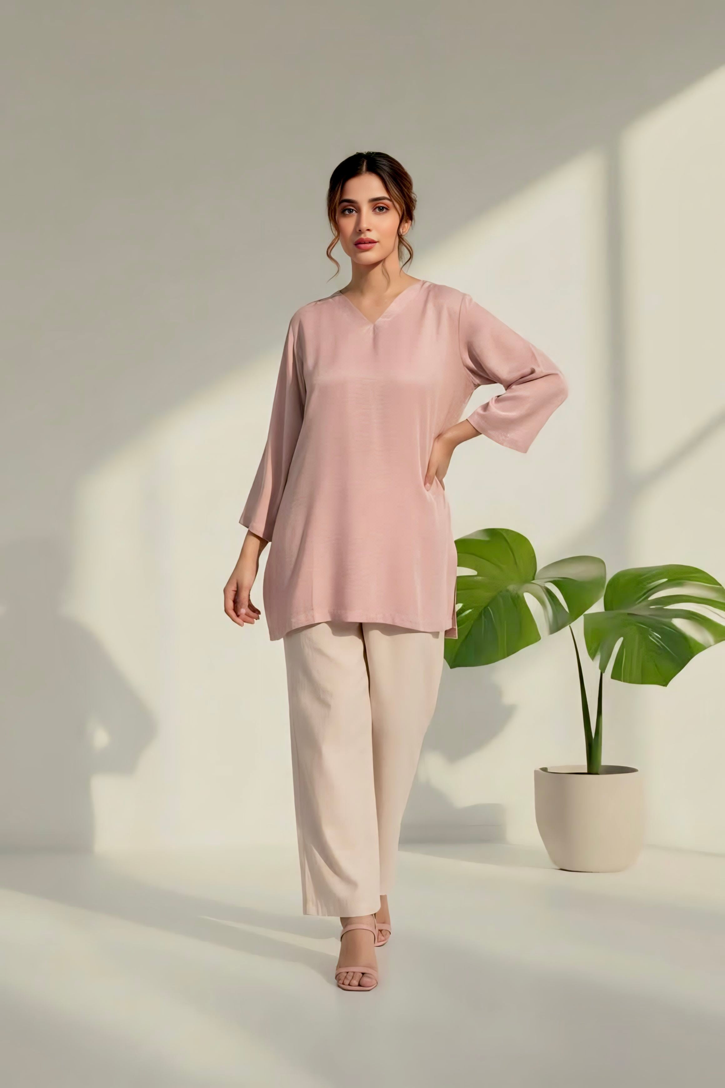 Lightweight silk satin top