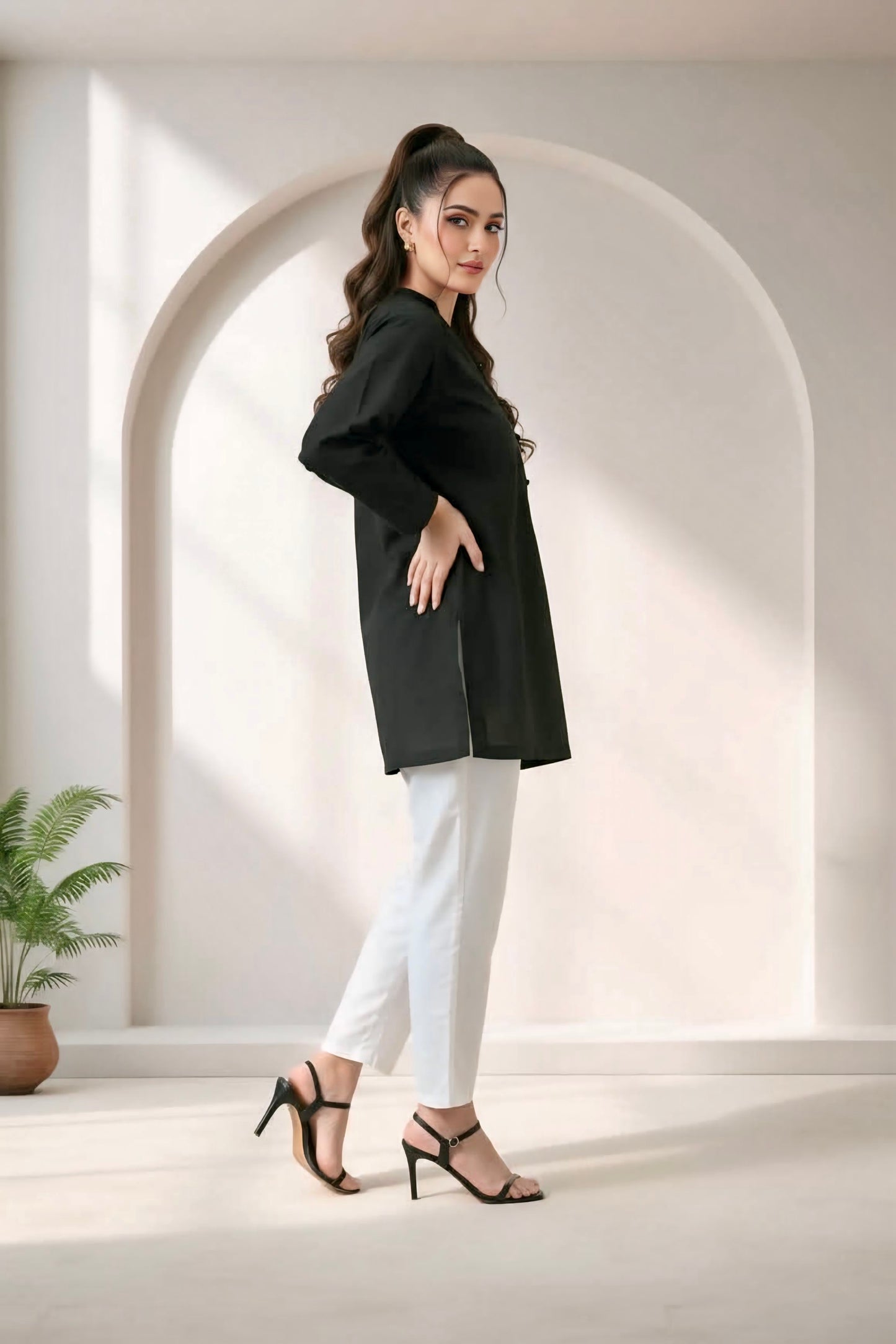 Black blend soft cotton shirt