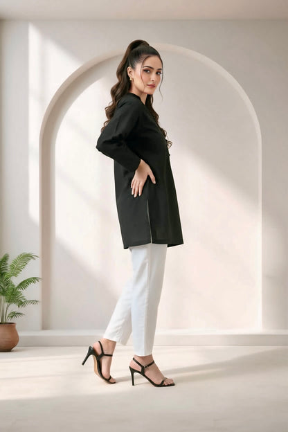 Black blend soft cotton shirt