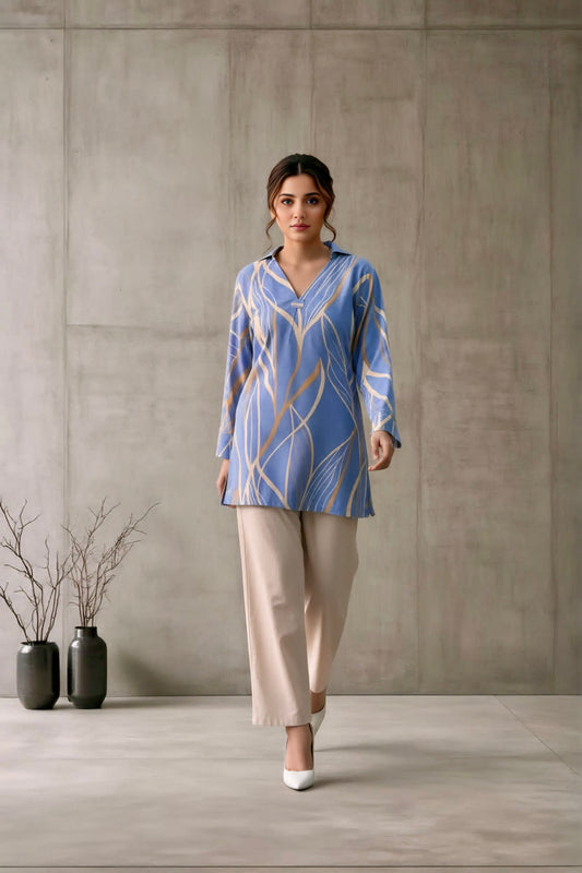 Blue Rayon stuff winter top